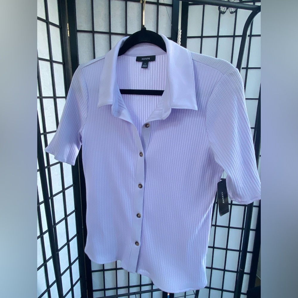 Small Alfani lavender button down shirt